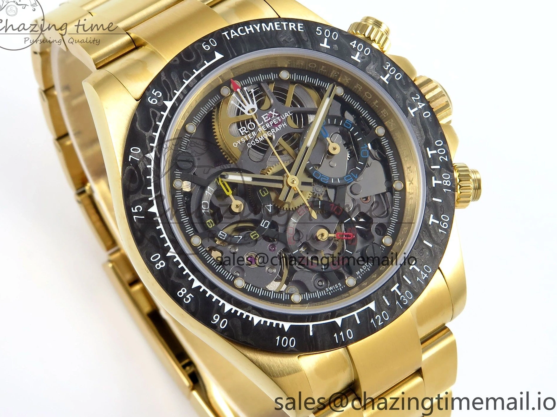 0409 Daytona Artisans Skeleton YG ADGF Best Edition Skeleton Dial on YG Oyster Bracelet SA FlexibleFit 754